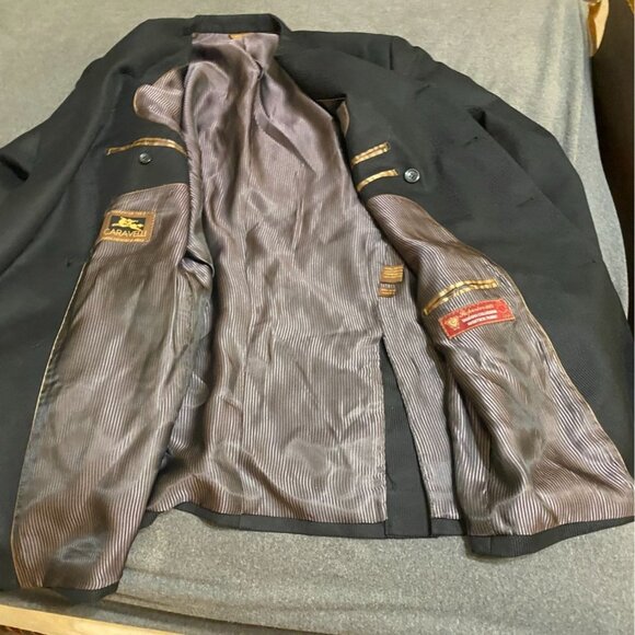 Caravelli Men Blazer Jacket Superior 150s Black Pinstripe Double Breasted Formal - Picture 14 of 14